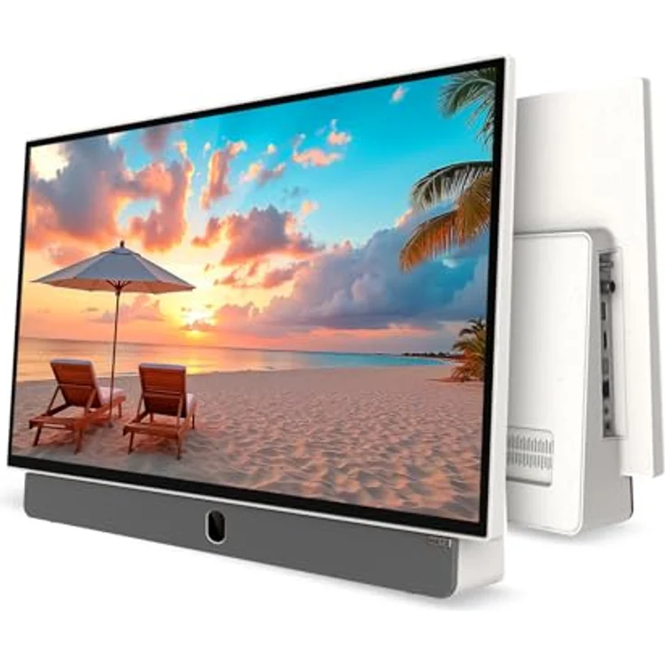 METZ Blue Tragbarer Fernseher MPE7000, 24 Zoll FHD mit Google TV, Akku, Blendfreier Bildschirm, HDR10, Dolby Audio, Bluetooth, Wi-Fi, 12V Auto-Ladegerät, weiß – Bild 2