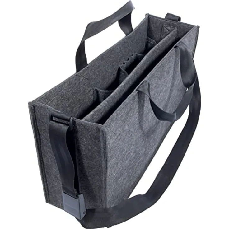 SIGEL BA411 Desk Sharing Bag, L, Organizer für mobiles Arbeiten, absolut sicherer Stand: für Laptop und Unterlagen, Synthetischer Filz, dunkelgrau, 50 x 15 x 28 cm