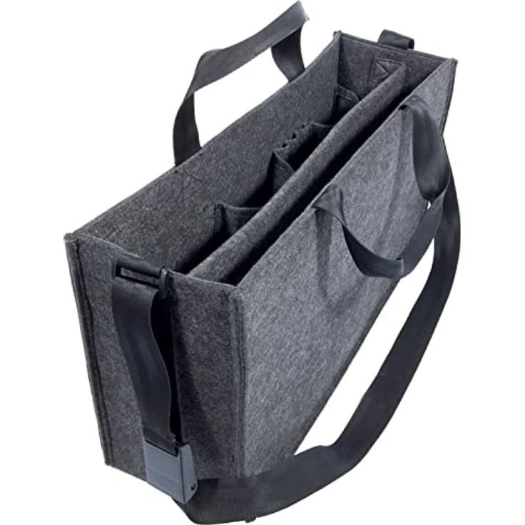 SIGEL BA411 Desk Sharing Bag, L, Organizer für mobiles Arbeiten, absolut sicherer Stand: für Laptop und Unterlagen, Synthetischer Filz, dunkelgrau, 50 x 15 x 28 cm – Bild 1