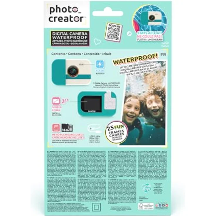 Canal Toys Photo Creator - Kinder Kamera Waterproof IP68, bis 3 m wasserdicht + schwimmfähig, 16 GB microSD, 2" LCD, Foto & Video, Selfie-Modus, USB-C - CLK079 – Bild 4