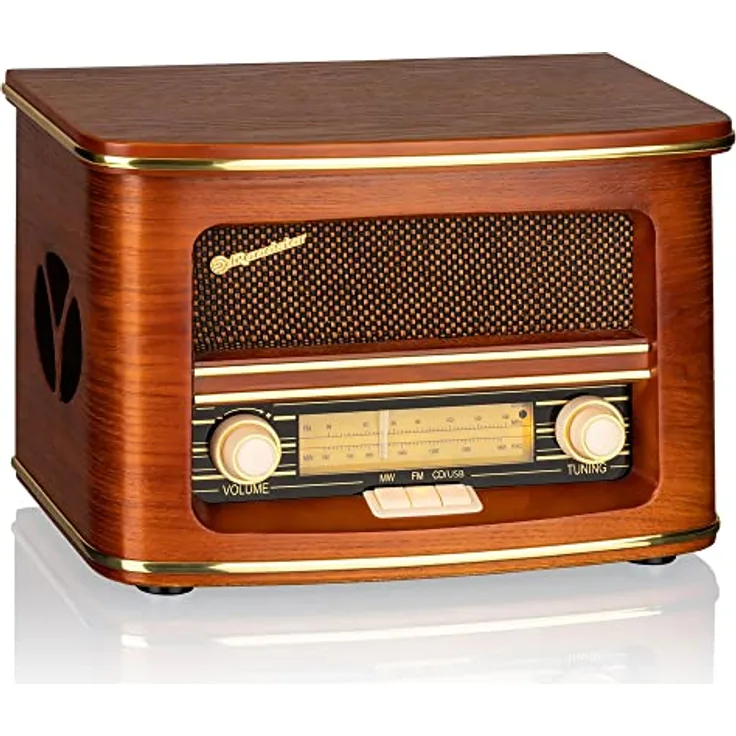 Roadstar HRA1500 UEMP Vintage Hifi System, FM Radio mit CD-Spieler, USB und Bluetooth, Holzoptik, Braun