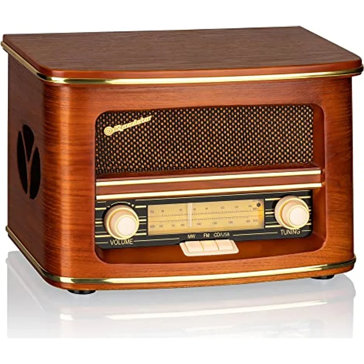 Roadstar HRA1500 UEMP Vintage Hifi System, FM Radio mit CD-Spieler, USB und Bluetooth, Holzoptik, Braun – Bild 1
