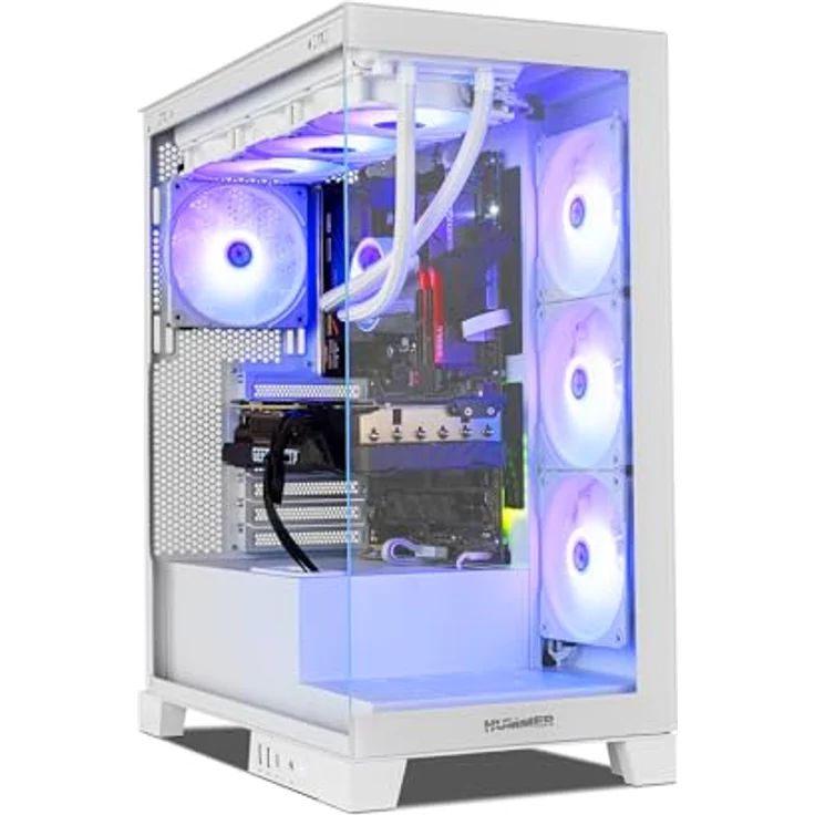 NOX Hummer GLOCK ARGB Semitower ATX, gehärtetes Glas, USB-C, weiß, für Gaming, 4x 3,5" und 4x 2,5" Erweiterungseinschübe, mit RGB-Beleuchtung – Bild 2