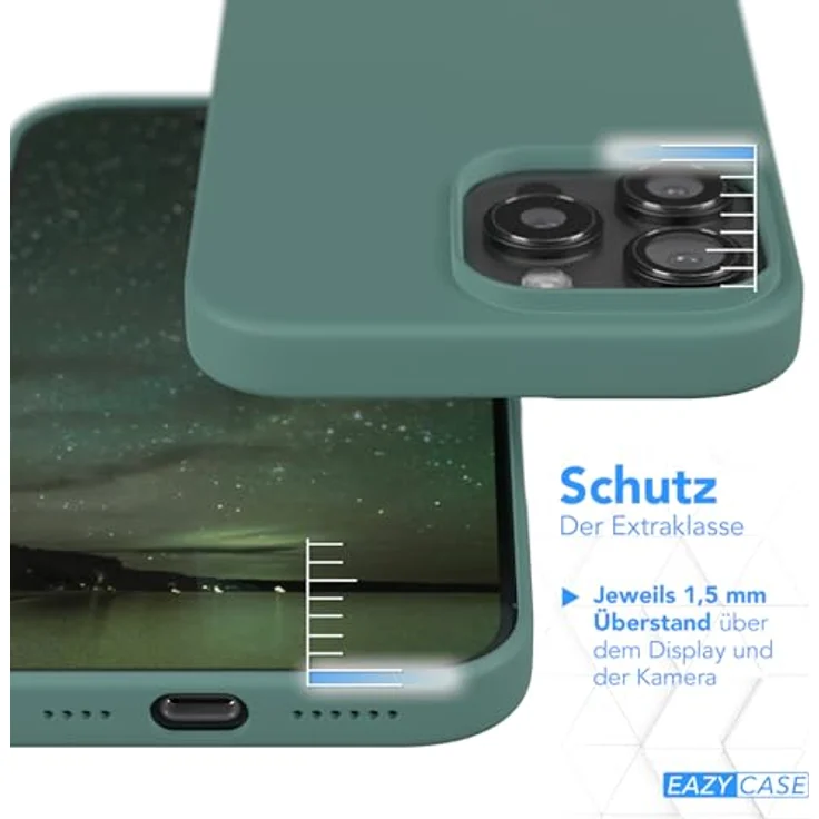 EAZY CASE Premium Silikon Handyhülle für iPhone 16 Pro Max, Slimcover mit Kameraschutz, Innenfutter, kratzresistent, Pinien Grün – Bild 3
