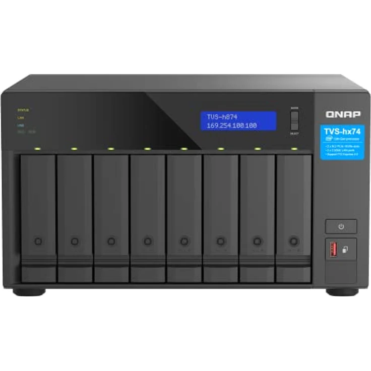 Qnap TVS-h874-i5-32G |Intel Core i5 Prozessor, 32 GB RAM, PCIe Gen 4, Schwarz, 8 Bay – Bild 1