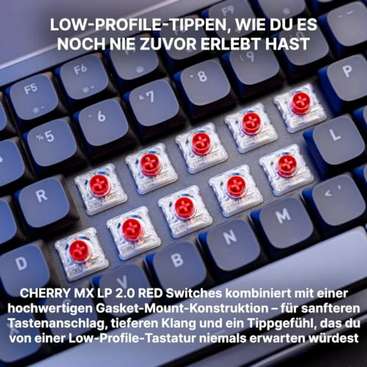 CHERRY XTRFY K63W Pro Compact Ultra-Wideband Tastatur, Kabellos mit MX Low Profile 2.0 Red-Switches, 8000 Hz Polling Rate, 6000 mAh Akku – Bild 5