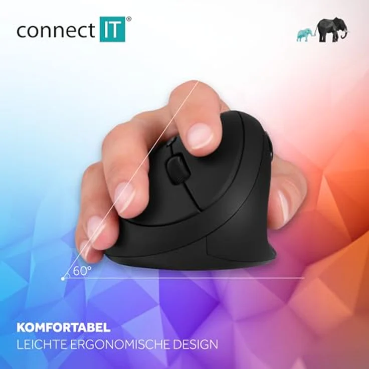 CONNECT IT for Health Damen Ergonomische Vertikale Office Maus, Drahtlos mit 2,4 GHz Technologie, Reduziert Müdigkeit, Optischer Sensor bis 1600 DPI, inkl. 1x AA-Batterien gratis – Bild 3