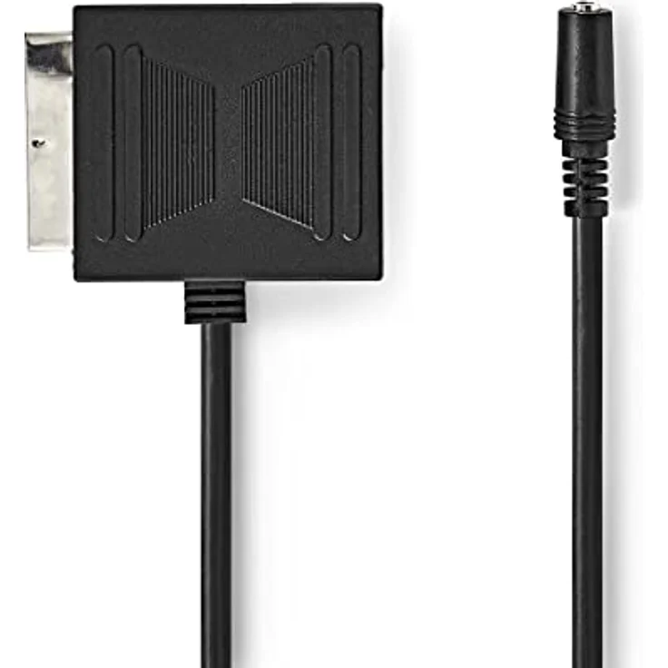 Nedis SCART-Kabel, SCART Stecker auf SCART Buchse / 3.5 mm Buchse, vernickelt, 480p, 0.20 m, rund, PVC, schwarz – Bild 2