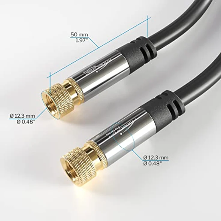 KabelDirekt - SAT Kabel - 5m - (F-Stecker, 75 Ohm, F Stecker Koaxialkabel geeignet für TV, HDTV, Radio, DVB-T, DVB-C, DVB-S, DVB-S2) - PRO Series – Bild 5
