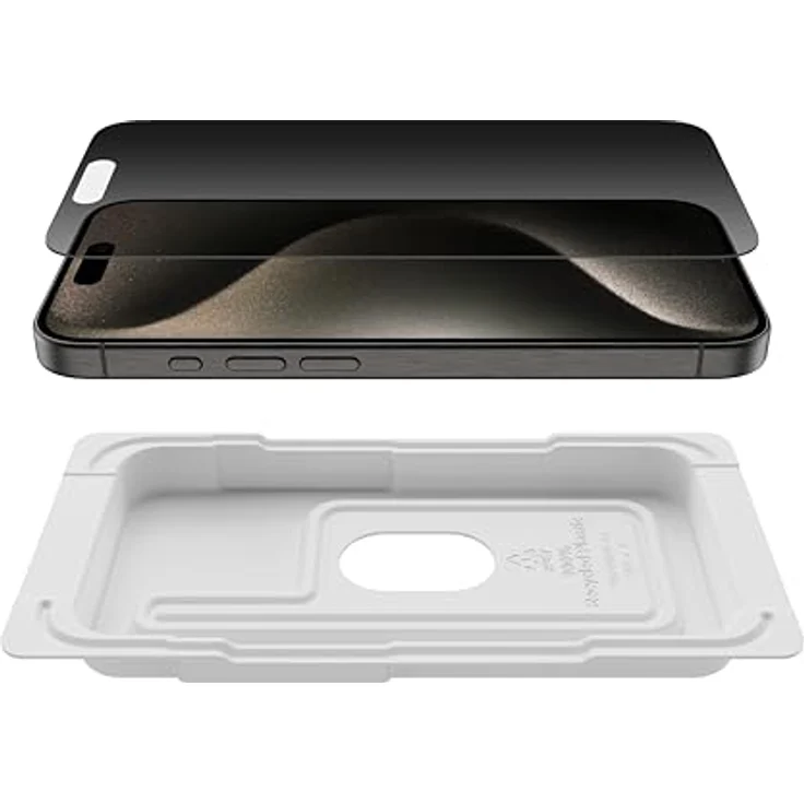 Belkin ScreenForce TemperedGlass antimikrobielle Display-Privacy-Schutzfolie für iPhone 15 Pro, dünn und kratzfest, inklusive Positionierungsschale für eine blasenfreie Applikation – Bild 4