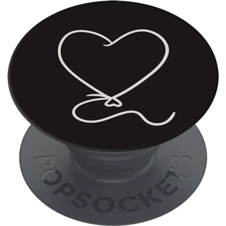 POPSOCKETS PopGrip Basic Heart Balloon, Handyhalterung in Schwarz mit einziehbarem Griff und Ständerfunktion – Bild 1