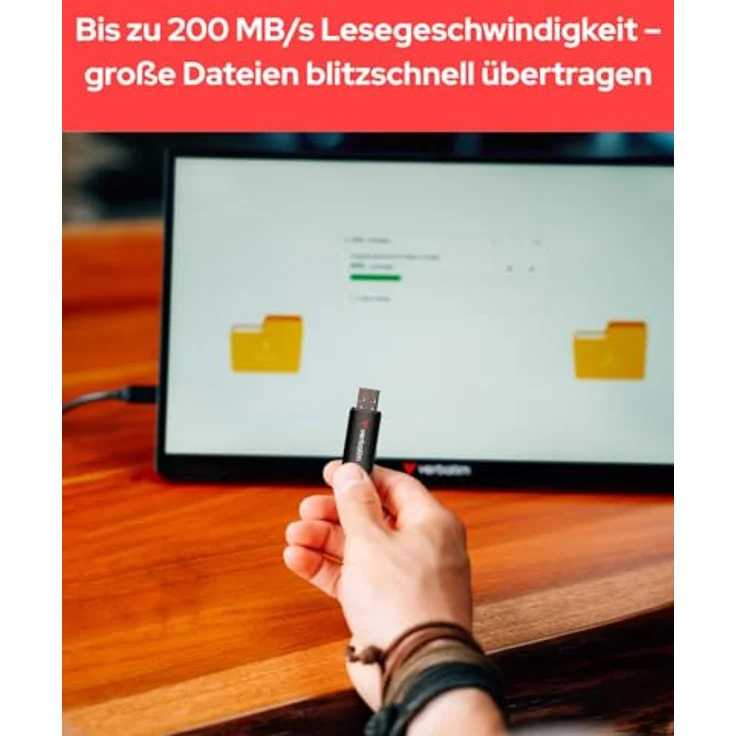 Verbatim USB-Stick V200 Metal, 128 GB, Lesegeschwindigkeit 200 MB/Sek, Schreibgeschwindigkeit 80 MB/Sek, schwarz – Bild 6