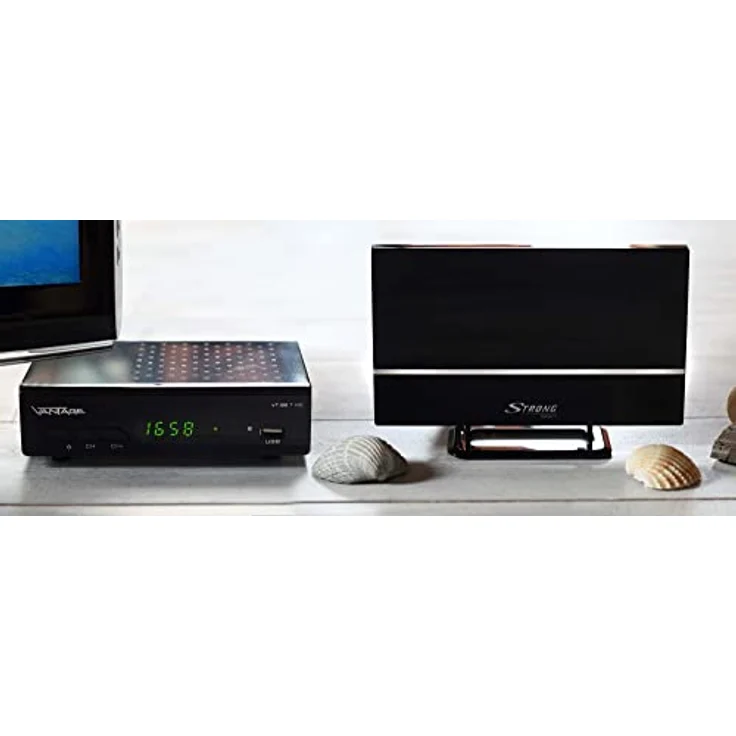 Sky Vision VT-92 DVB-T/T2 Reciever, Empfang Aller freien SD und HD DVB-T2 Sender, Digital, Full-HD 1080p, HDMI, SCART, Mediaplayer, USB 2.0, 2m HDMI Kabel, aktive DVB-T2 Zimmerantenne, Schwarz – Bild 5