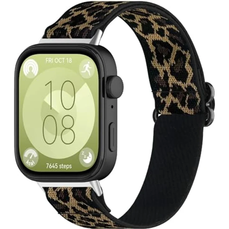 GIOPUEY Armband für Huawei Watch Fit 5/5 Pro/Fit 4/4 Pro/Fit 3, geflochtenes elastisches Nylonarmband mit Leopard Print, unisex, atmungsaktiv und komfortabel – Bild 2