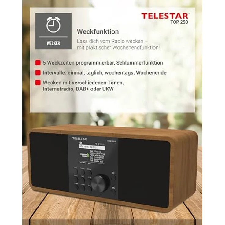Telestar TOP 250, Internetradio mit DAB+, FM, Bluetooth 5.3, WLAN, braun – Bild 12