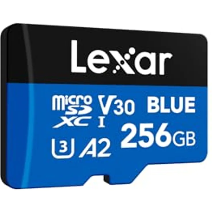 Lexar Blue Micro SD Karte 256GB, UHS-I, bis zu 160 MB/s Lesen, Full-HD & 4K-Video, A2, V30, stoßfest und wasserdicht