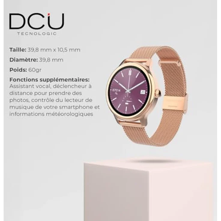 DCU TECNOLOGIC Sophie Smartwatch, Damen, Roségold, Metallband, 1,2 Zoll HD-Touchscreen, IP67 wasserdicht, 22 Sportmodi, DCU Smart App – Bild 4