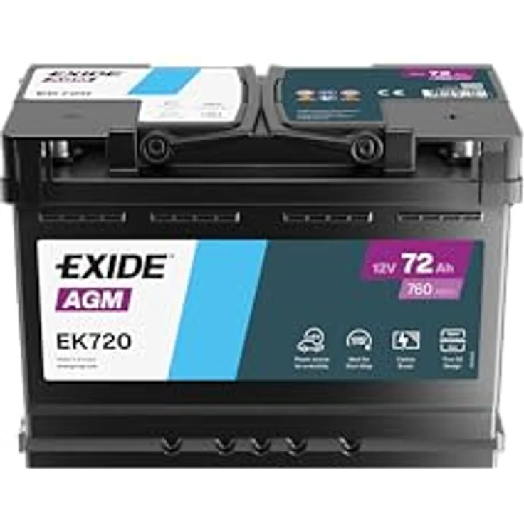 Exide EK720 Start-Stop AGM Autobatterie, 12V 72Ah 760A, auslaufsicher für Start-Stopp-Technologie – Bild 4