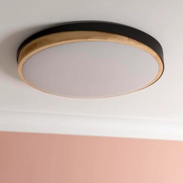 Brilliant LED Deckenleuchte, Ø52cm, 36W, 4500 Lumen, dimmbar, CCT Steuerung, echtes Holz, Fernbedienung, warmweiß bis kaltweiß, energiesparend – Bild 2