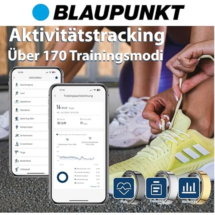 Blaupunkt Smart Ring PRO | Titan Fitness- & Gesundheitsring mit IP68, Schritte, Schlaf, Puls, SpO2, HRV, 5-7 Tage Akkulaufzeit, für Android und iOS, Rosegold, Größe 14 – Bild 4