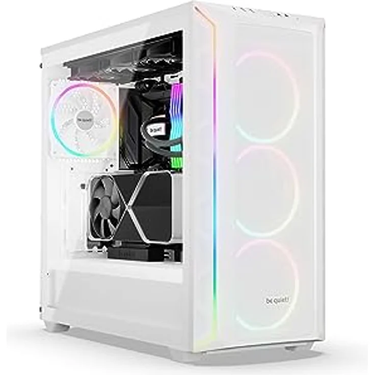 be quiet! Shadow Base 800 FX White PC-Gehäuse, Light Wings White 140mm PWM Lüfter, ARGB-Beleuchtung, USB 3.2 Gen. 2 Type C, maximaler Airflow, E-ATX Mainboard, 420mm Radiatoren, Glasseitenteil, BGW64 – Bild 4
