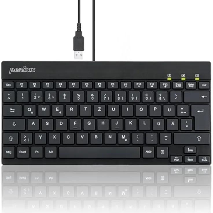 Perixx Periboard-326 Mini schwarz, LEDs weiß, USB, DE QWERTZ (11608)
