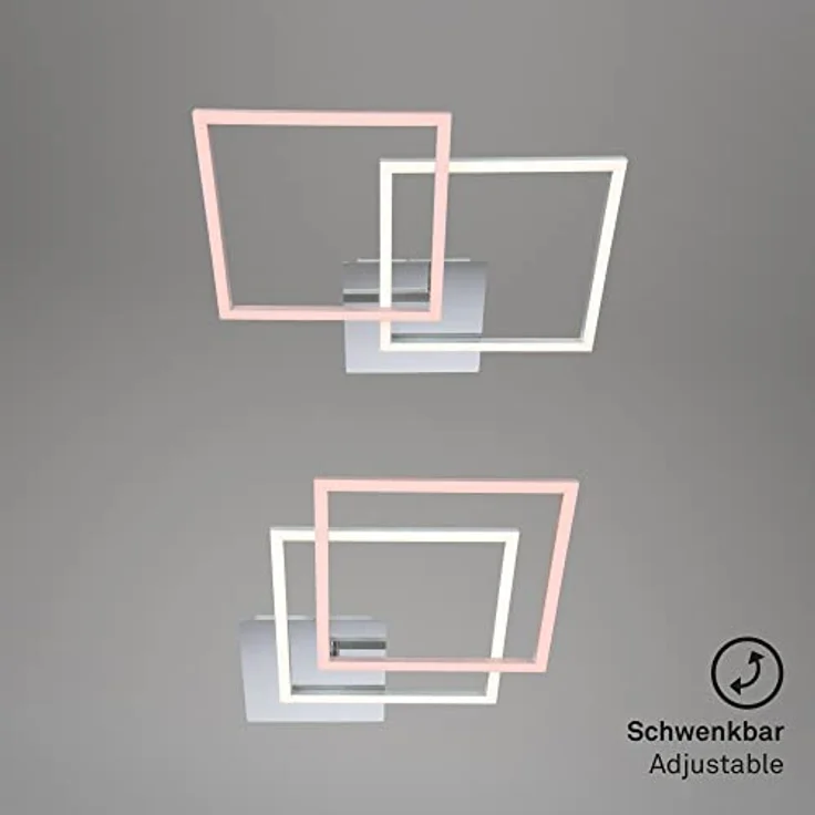 Briloner Leuchten LED Deckenleuchte drehbar, Deckenlampe dimmbar, 24 Watt, 1.800 Lumen, 3.000 Kelvin, chrom-silberfarbig, W, 620x368x73mm (LxBxH) – Bild 4