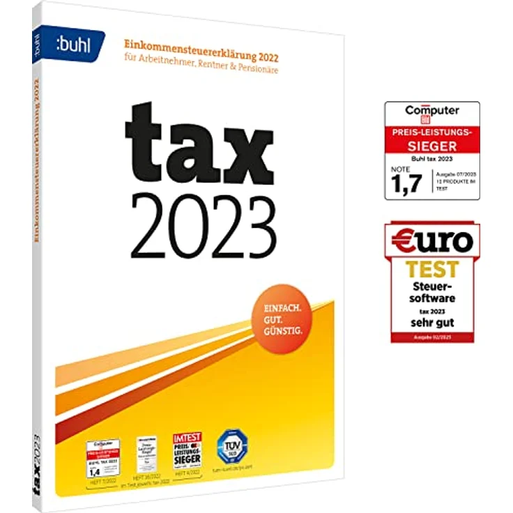 Tax 2023 DVD Box (für Steuerjahr 2022): Einkommensteuererklärung 2022 für Arbeitnehmer, Rentner und Pensionäre (Buhl Finance)