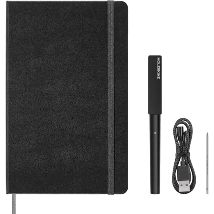 Moleskine Smart Writing Set, Smart Notebook mit Smart Pen, Digitales Notizbuch mit Linierten Seiten, Groß, 13x21 cm, Schwarz