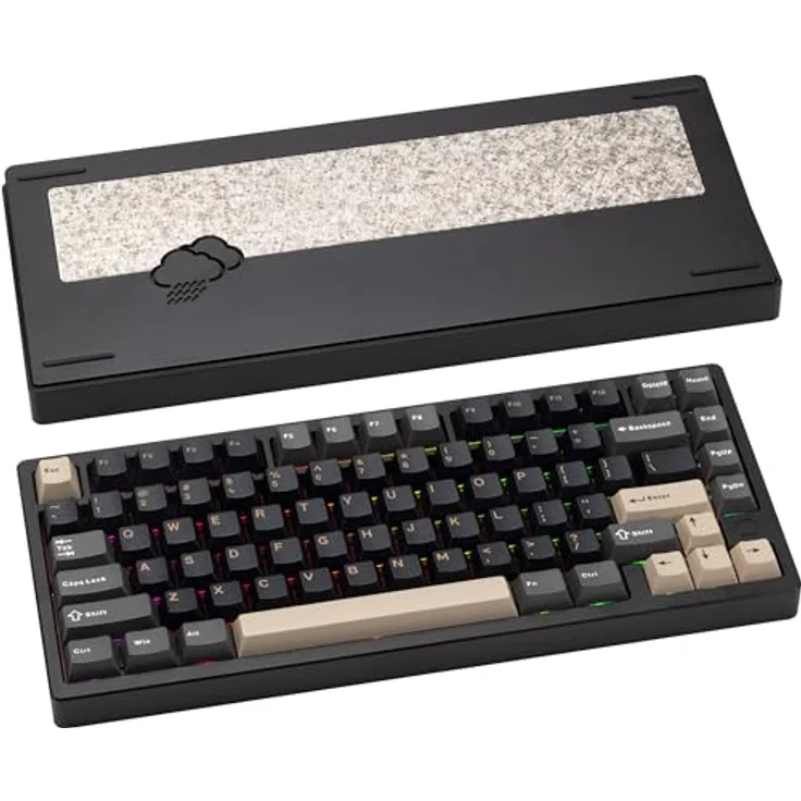 CutiePcs WOBKEY Rainy 75, Mechanische Tastatur mit Aluminiumgehäuse, HMX/JWK Switches, A-RGB Beleuchtung, Kabelgebunden & kabellos (Pro - Schwarz) – Bild 1