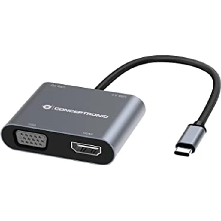 Conceptronic DONN16G Kabelgebunden USB 3.2 Gen 1 (3.1 Gen 1) Type-C Grau, Laptop-Dockingstation mit HDMI und VGA – Bild 2