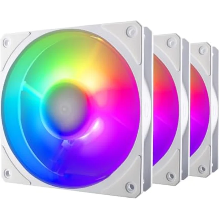 Cooler Master Mobius 120P ARGB 3-Pack White, 120 mm PC Lüfter mit innovativem Ringblatt-Design und A1 Mini-LED-Controller – Bild 4