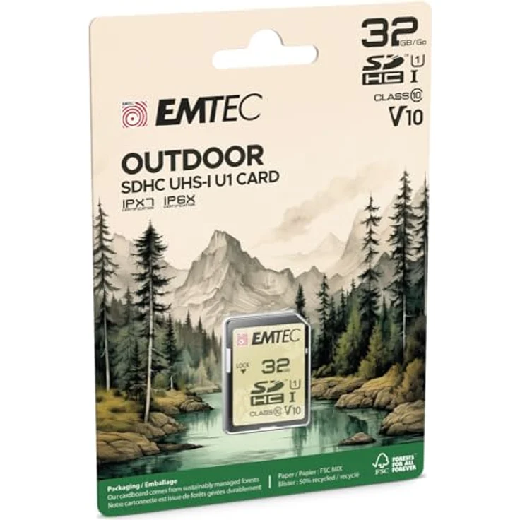 Emtec SD 32 GB UHS-I U1 V10 Outdoor Speicherkarte, wasserabweisend, V10 Video Speed Class, FSC-zertifiziert – Bild 2