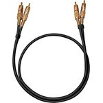 OEHLBACH NF 1 Master 50 - Hervorragendes analoges Stereo Audio-Cinchkabel - 2x Cinch/2x Cinch, Vollmetallstecker, Schirmung - 0,50 m - schwarz