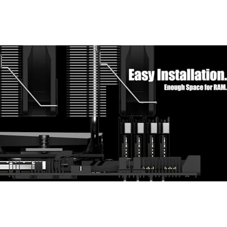 Xilence Cyron XC091, CPU Kühler mit Multi-Socket-Kompatibilität, 2x 120 mm PWM-Lüfter, 70 CFM Luftleistung, Geräuschpegel 18,0 - 32,5 dB(A), Schwarz – Bild 5