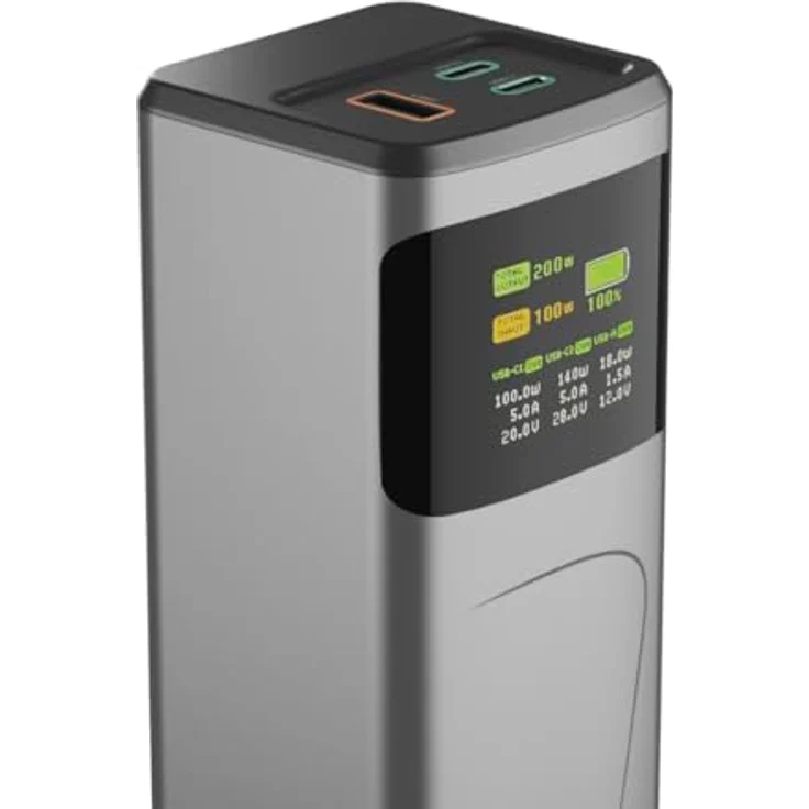 Hama High Power Powerbank, 24000 mAh, 200 W, mit Schnellladefunktion und TFT-Farbdisplay, Grau – Bild 6