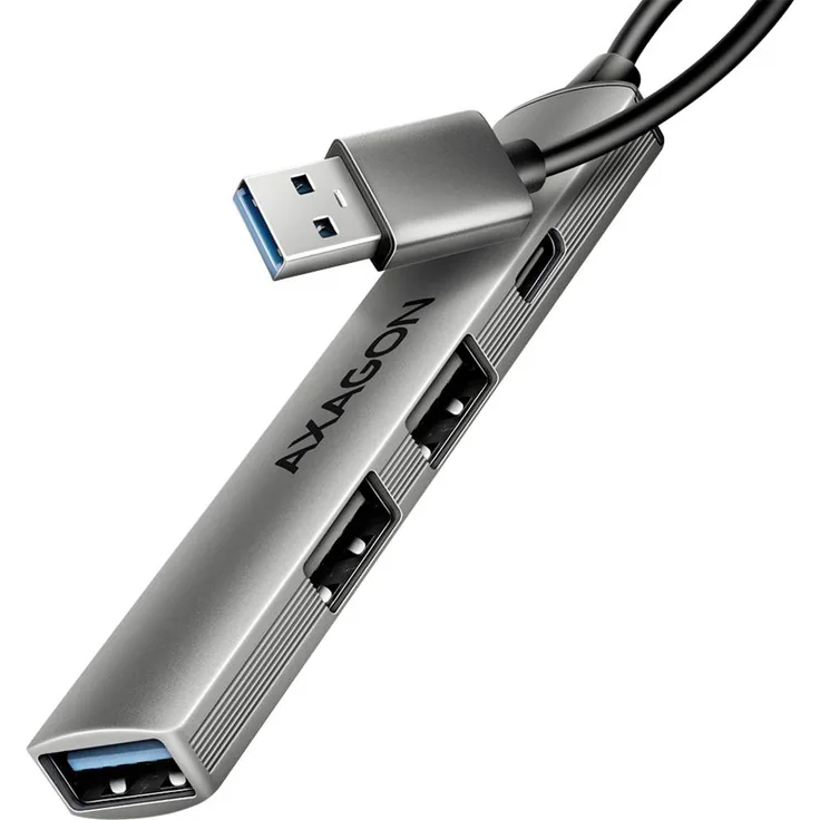 AXAGON HUE-STA USB-Hub, 4 Port USB-C® und USB-A, 5 GBit/s, grau
