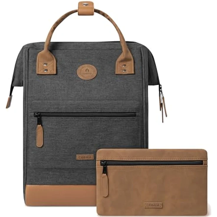 Cabaïa Adventurer Rucksack London Medium 18L, Wasserabweisend, Laptopfach bis 13 Zoll, 2 Vordertaschen, vegan zertifiziert, Grau – Bild 1