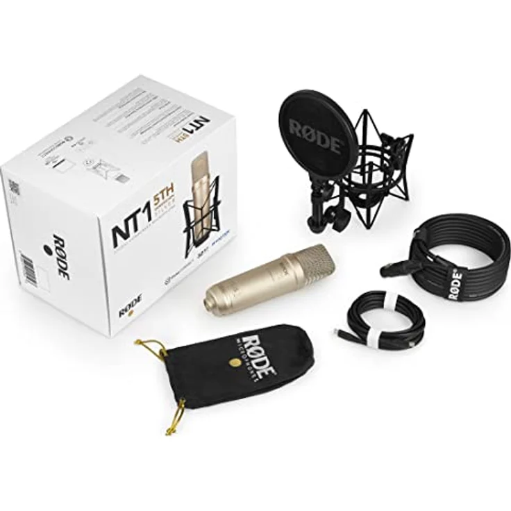 Rode NT1 5th Generation XLR USB Studio-Mikrofon Silber + K&M 23840 Gelenkarm-Stativ + keepdrum Mikrofasertuch – Bild 4