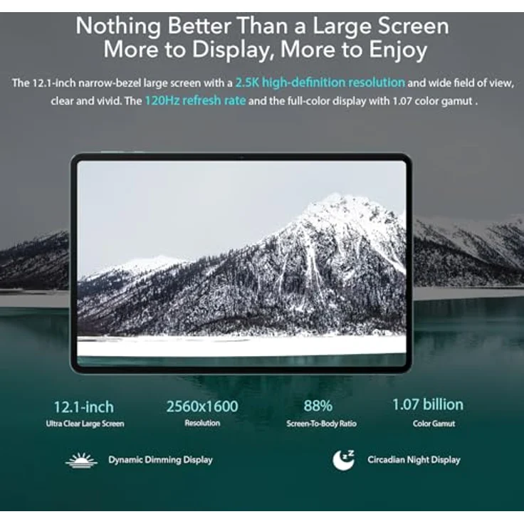 HONOR Pad 9 Tablets 8GB 256GB, 12.1" 120Hz 2.5K Großer Bildschirm, 8-Lautsprecher Audio System, Snapdragon 6 Gen 1, WiFi Version, Grau – Bild 3
