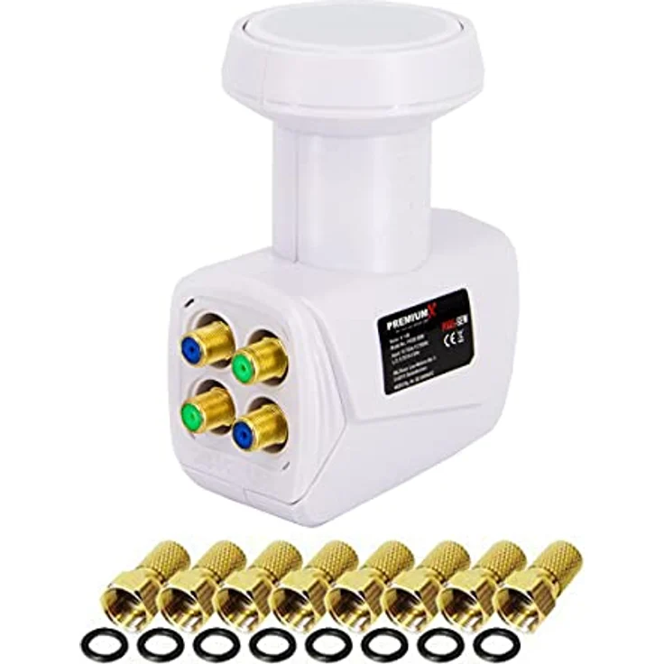 Premium X Quad LNB Weiß SAT Direktanschluss 4 Teilnehmer Satellit TV Signalumsetzer DVB-S2 HD 4K 8X F-Stecker – Bild 1