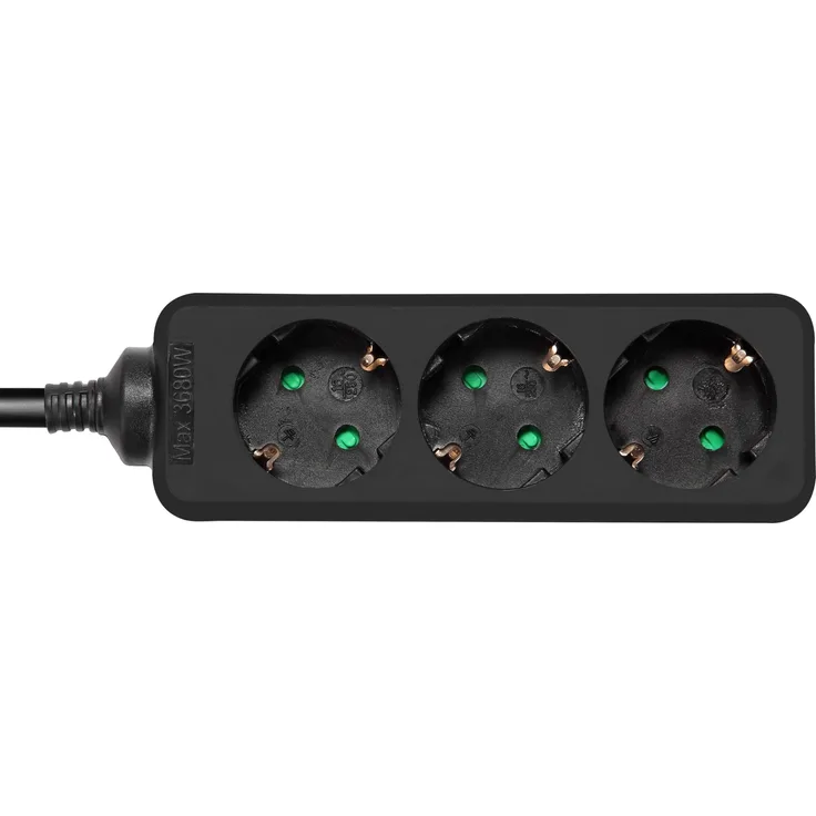 Deltaco GT-0320, Steckdosenleiste mit 3 AC-Ausgängen, 1.5 m Kabellänge, 250 V, max. 3680 W, Typ F