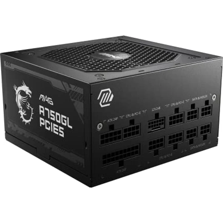 MSI MAG A750GL PCIE5 Netzteil, 750W, 80 Plus Gold vollmodular, ATX 3.0, unterstützt PCIe 5.0 GPU, 120mm FDB Lüfter mit dynamischen Kugellager, Full-Bridge LLC, Schwarze Flachkabel - 7 Jahre Garantie – Bild 1