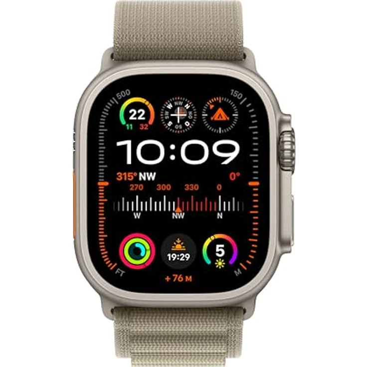 Apple Watch Ultra 2 GPS + Cellular, 49 mm Titangehäuse, Alpine Loop Oliv – M – Bild 2