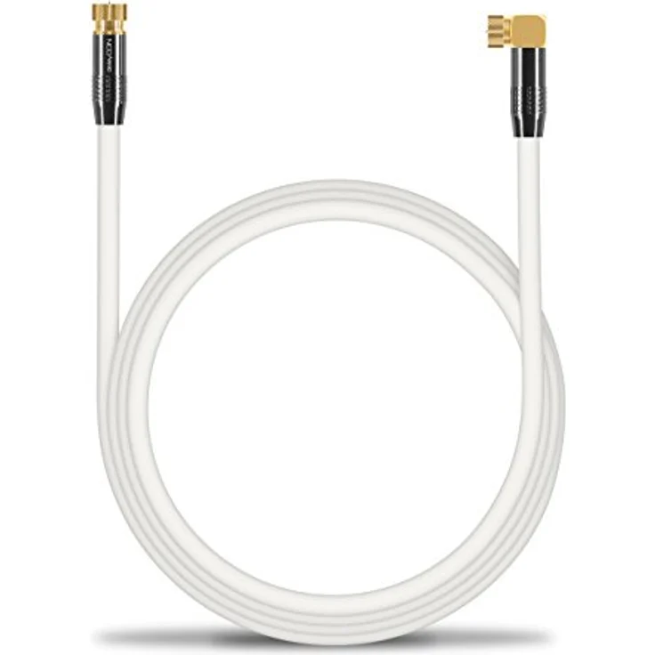 deleyCON [7,5m] SAT Antennenkabel PREMIUM HDTV Satellitenkabel gewinkelt Koaxialkabel - F-Stecker (90° Grad) zu F-Stecker - Weiß vergoldet 100dB – Bild 5