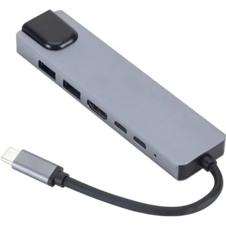 eSTUFF ES623012, USB 3.2 Gen 1 (3.1 Gen 1) Type-C, 100 Mbit/s, 4K Ultra HD, HDMI, Aluminium, Grau