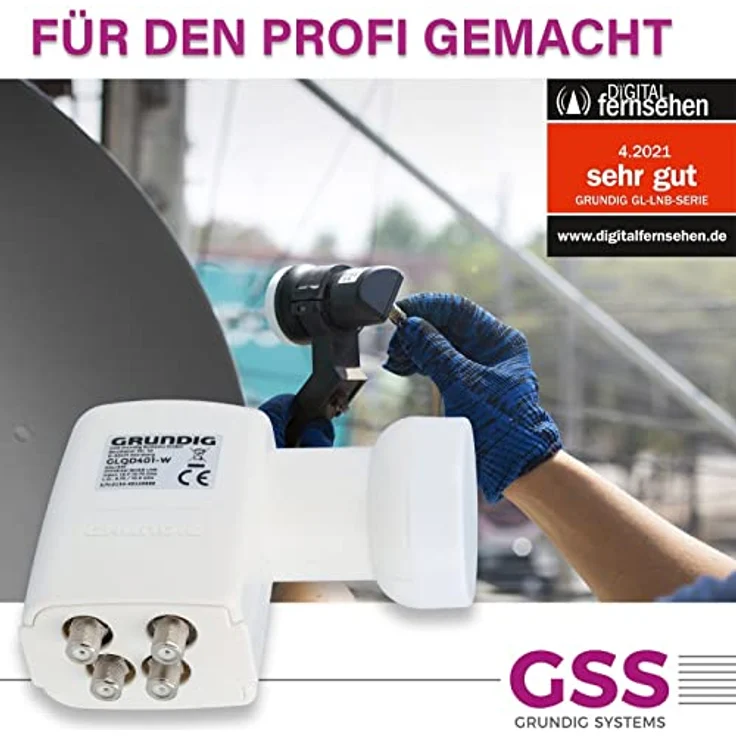 [Test SEHR GUT *] GSS Quad LNB Weiss für digital Satellitenschüssel - für 4 Teilnehmer Empfänger - 4fach 4-Fach - mit LTE Filter - für Sat Satelliten, HD, 4K, 0.1dB, extrem kälte- & hitzebeständig – Bild 2
