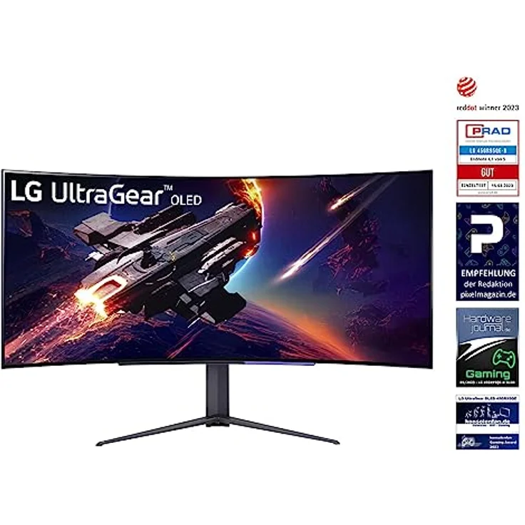LG Electronics 45GR95QE-B UltraGear Gaming Monitor 45" (113 cm), Curved, OLED, 3440 x 1440, 21:9, WQHD 1440p, 98,5% DCI-P3, HDR10, 0,03 ms GtG - Schwarz – Bild 2