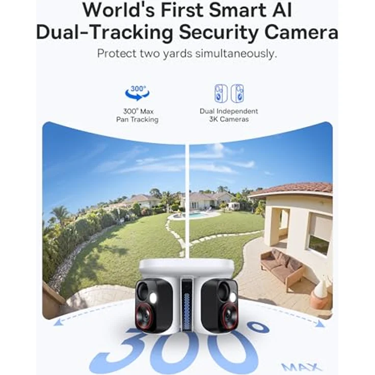 Baseus Security X1 Pro, Solar WLAN Überwachungskamera Außen mit Dual-Kamera und 32 GB Micro-SD-Karte, 300° Panoramabedeckung, IP65 wetterfest, KI-Erkennung – Bild 2