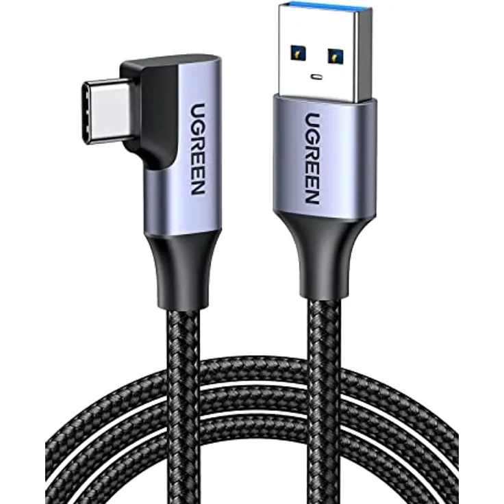 UGREEN USB C Kabel 5 Gbps USB C Ladekabel Winkel 90 Grad USB auf USB C Kabel - Kompatibel mit Galaxy S23 S22 S10 A73, A72, A53, P30 Lite Mi 10, Note 9 iPhone 15, 15 Pro, 15 Pro Max - 1m